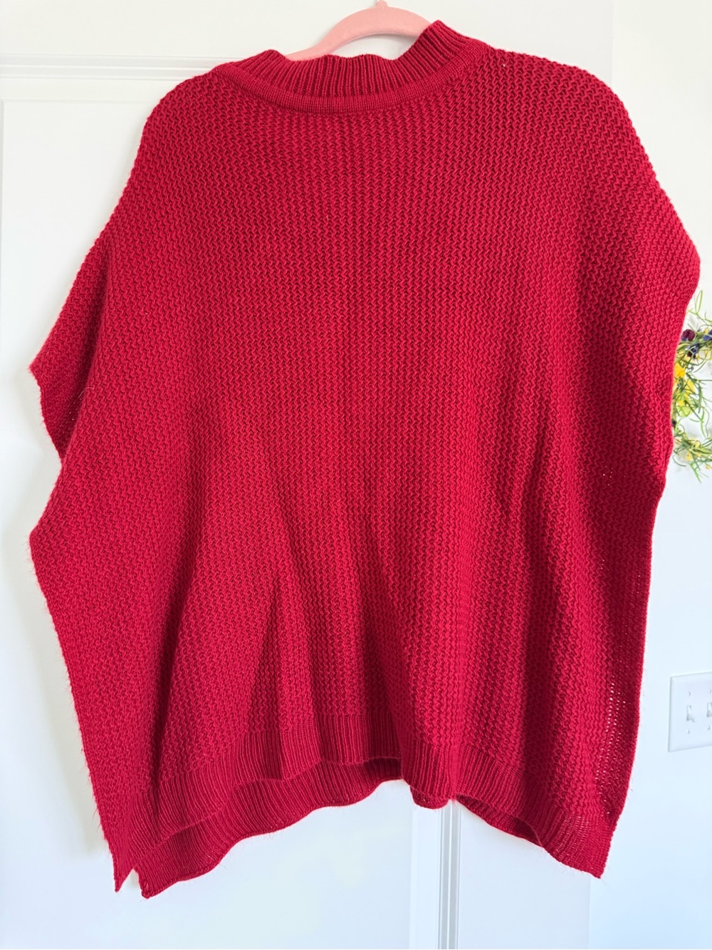 LOFT Red Chunky Crewneck Sweater